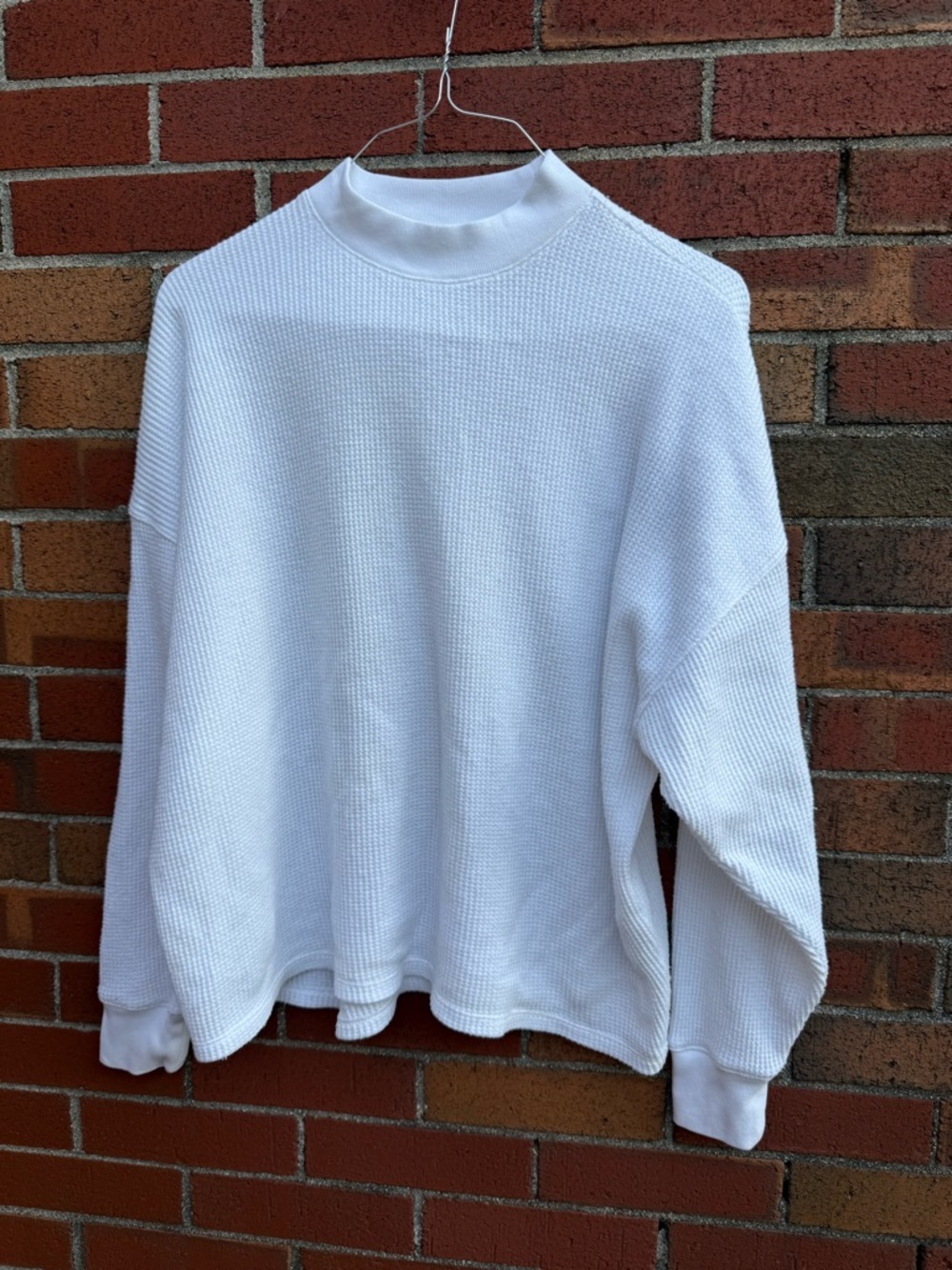 Abercrombie & Fitch A&F Essentials White Waffle Knit Mock Neck Pullover Size S/M